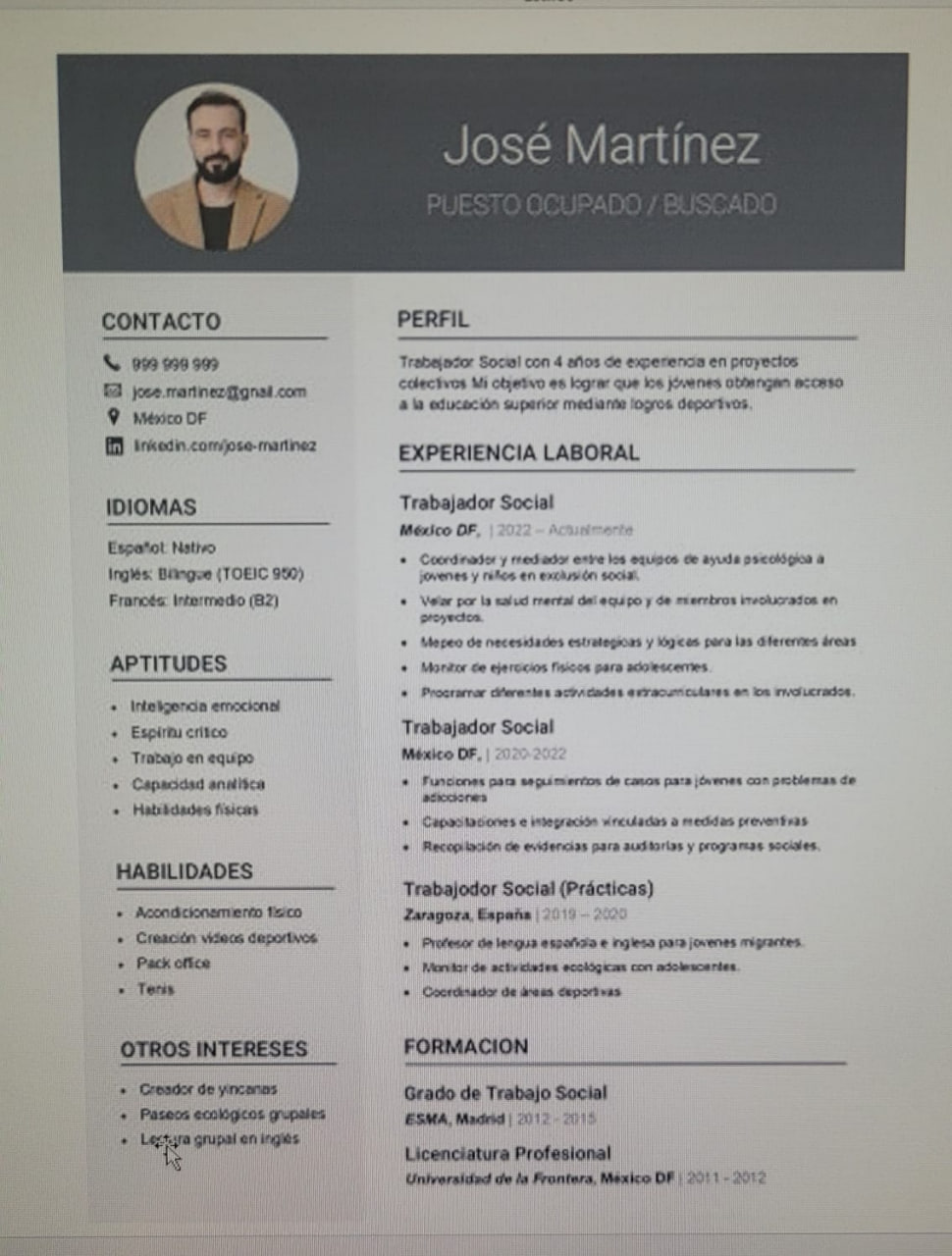 Ejemplo de CV 1