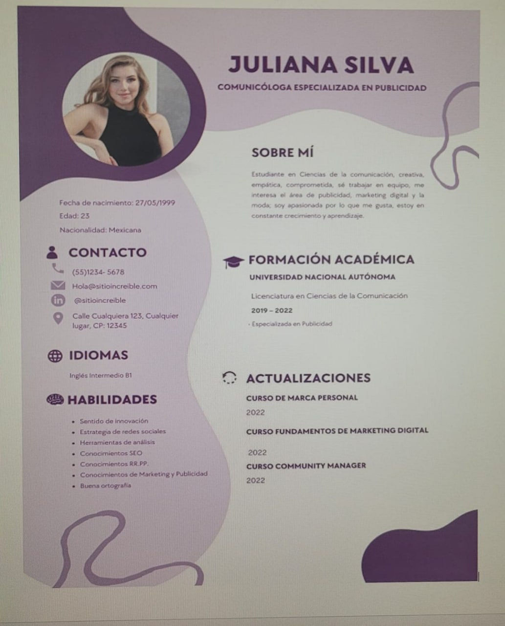 Ejemplo de CV 2